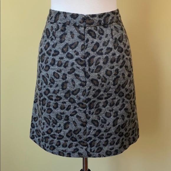 LOFT Animal Leopard Print Wool Mix Mini Skirt - Picture 3 of 8